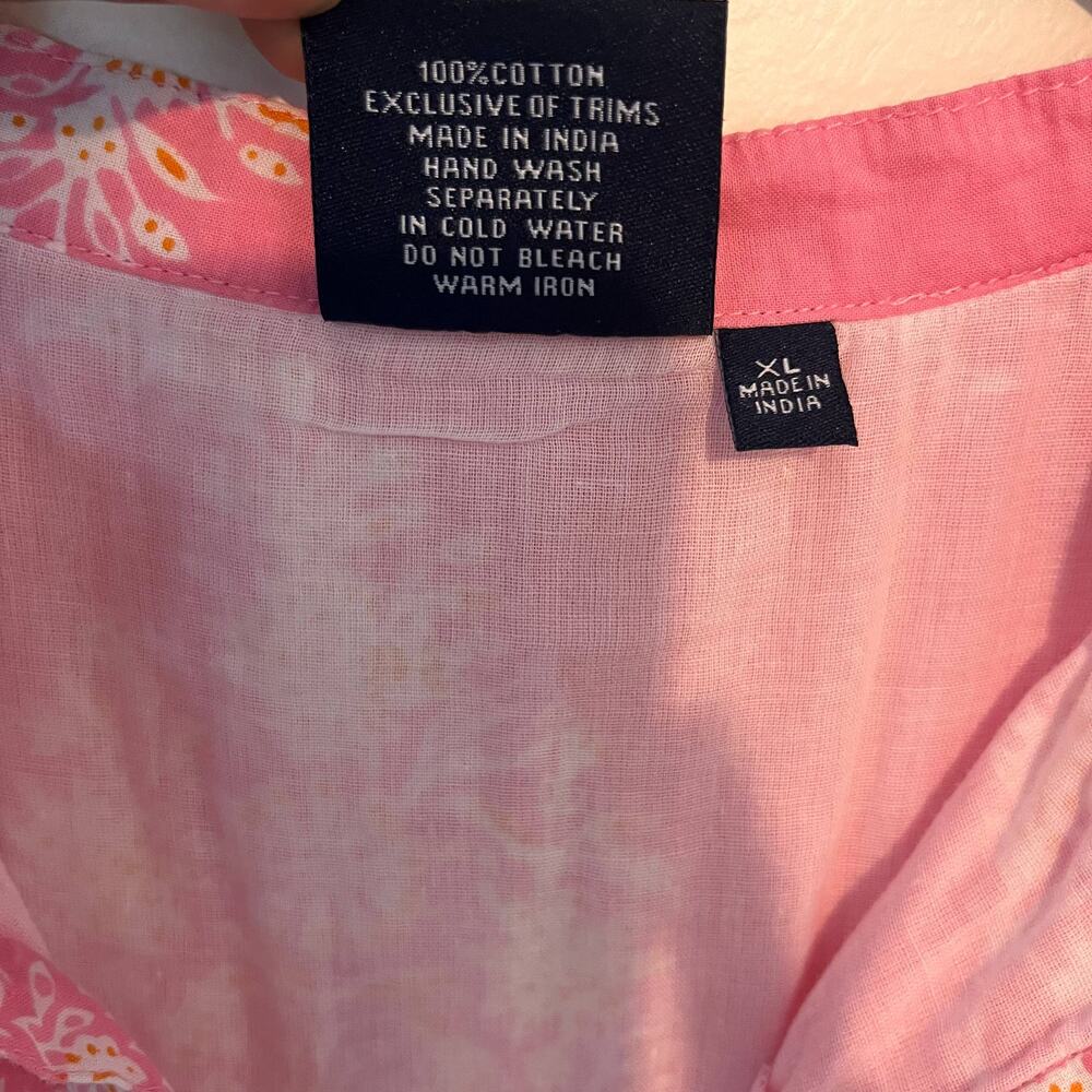 Madison Mathews Dress Sz XL Pink Tiered Cottage Floral Prairie Cotton Flowy FLAW - Picture 4 of 8